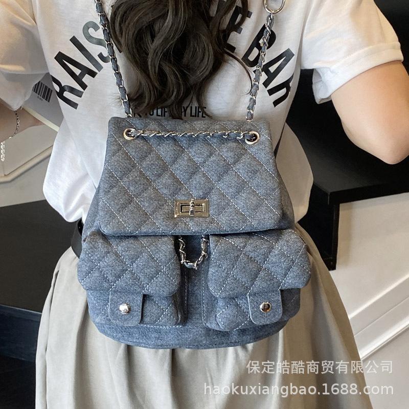 Рюкзак ромбовидной формы, большая вместительная сумка, женский летний 2025, новый простой высококлассный рюкзак, модный универсальный школьный рюкзак