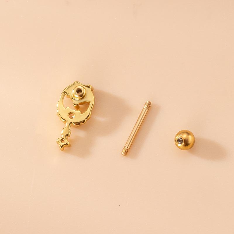 Корейская мода Разноцветные циркониевые серьги-пусеты с двойным наконечником из нержавеющей стали для хряща