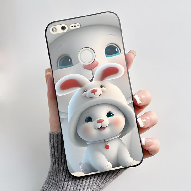 Роскошный Милый Кролик Любовь Мультяшный Забавный Чехол Для Google Pixel XL Pixel1 1 XL Черный Силиконовый Мягкий Чехол Для Телефона Защитная Задняя Крышка
