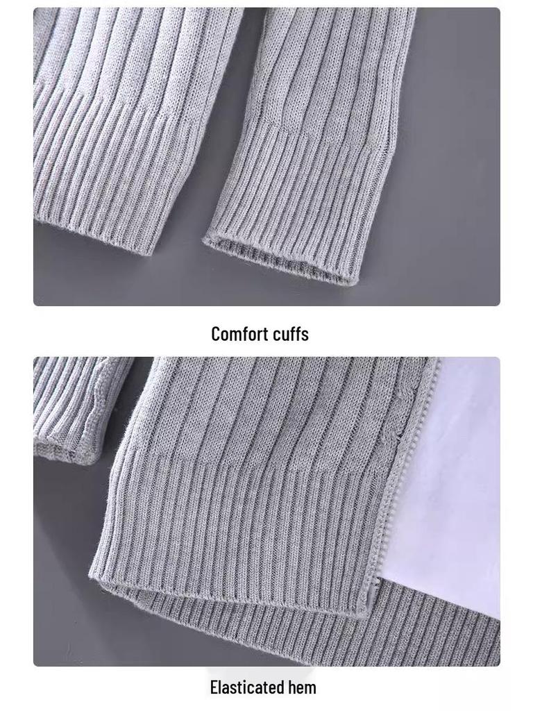 Мужской полосатый вязаный кардиган на молнии - Теплый с длинным рукавом для осени/зимы