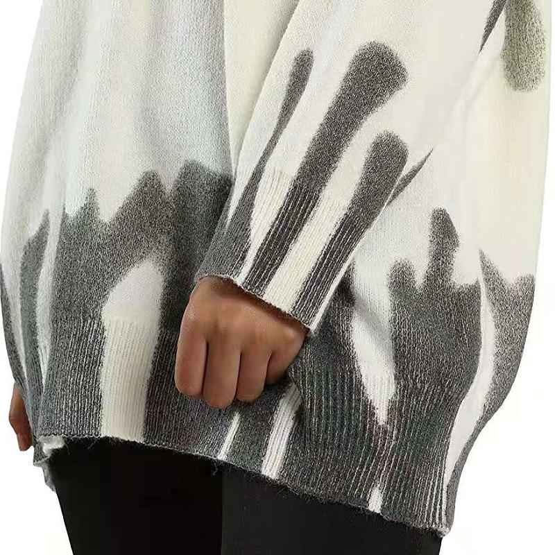 Женский вязаный свитер свободного кроя с принтом в ленивом стиле Осень/Зима 2025