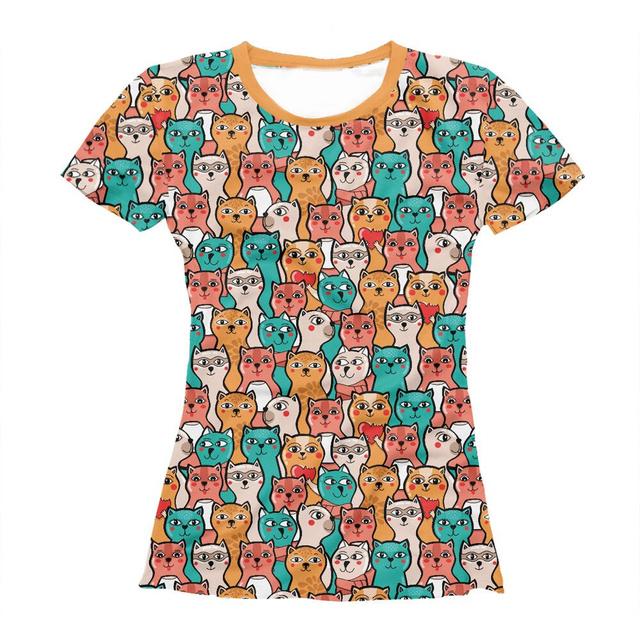 Модная женская футболка с котенком, 3d-печать, уличная съемка, тренд Y2k, летняя женская футболка с короткими рукавами в стиле Харадзюку, ультратонкая Lo