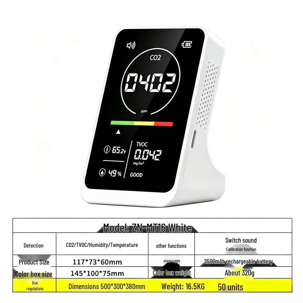 Детектор углекислого газа с датчиками PM2.5/PM1.0, формальдегида, TVOC, температуры и влажности