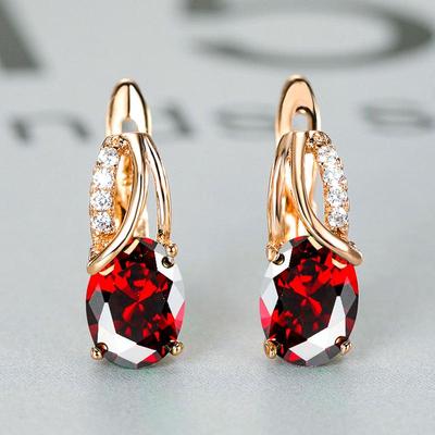 Овальные серьги с голубым цирконом и бриллиантами с покрытием из шампанского золота для свадеб и помолвок