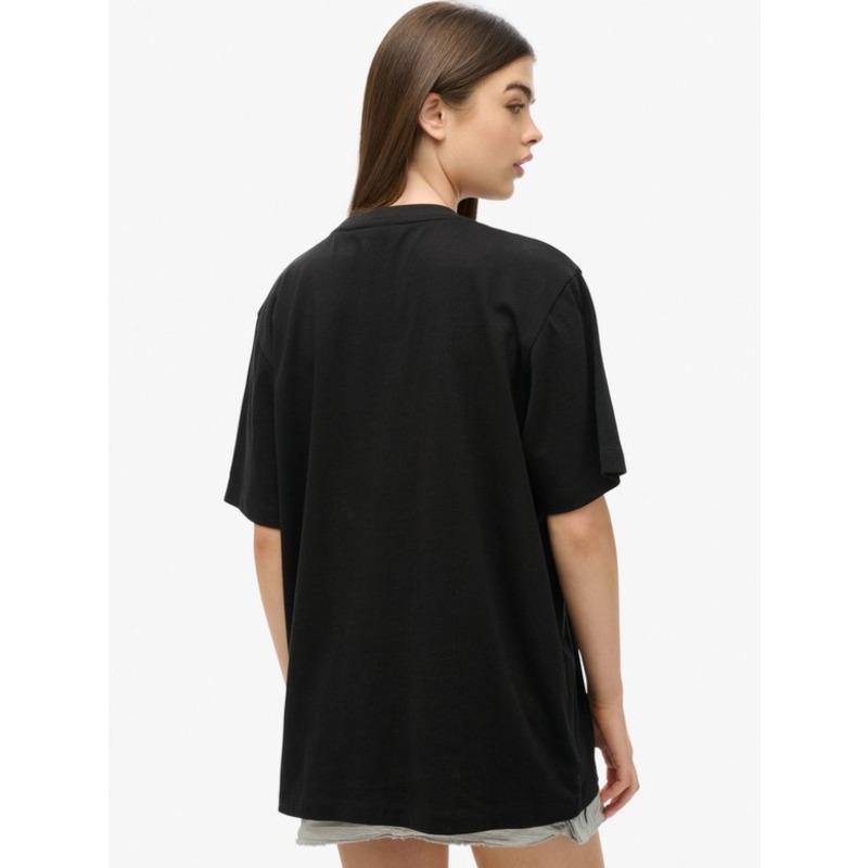 Oversized T Shirt Black Heart Outline With Nice To Meet You Text Casual Streetwear For Women