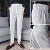 Мужской костюм Брюки Формальный деловой стиль Прямые брюки Slim Fit Сплошной цвет Мягкая высокая талия Винтажные карманы Мягкие дышащие мужские офисные брюки