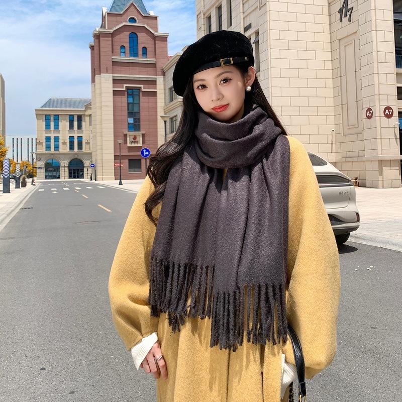 Mink hair scarf light luxury high-end imitation cashmere scarf women's winter Korean atmosphere men's shawl scarf autumn and winter