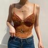 Maple leaf print sling vest inside, spring and summer French design sense, niche outer short top women Stylish Lace Trim Corset-style Top