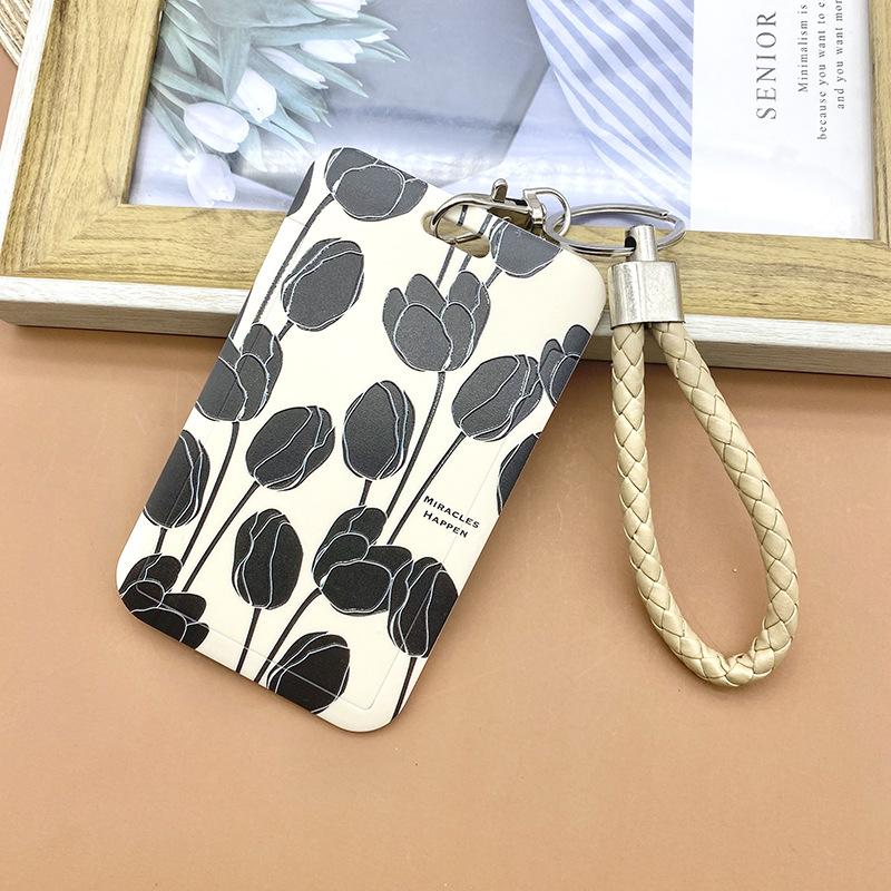 Чехол с мультяшным принтом, идентификационная бирка, чехол для рабочей карты с эластичным ремешком на запястье, держатель для бейджа, чехол для деловой карты доступа