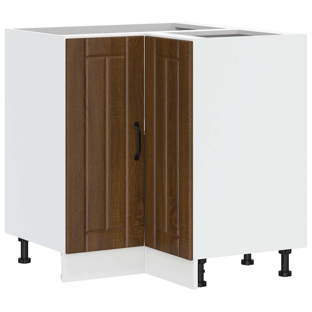 Lucca Corner Base Cabinet Brown Oak Effect Wood Based Material