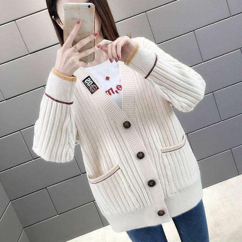 Вязаный кардиган, свитер, куртка, женская сетка, красный ленивый ветер, свободный топ, осенняя женская мода, корейская версия