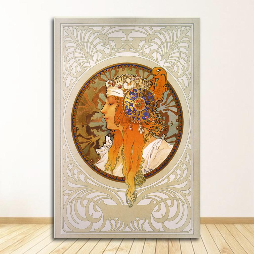 Винтажный декор комнаты тканевый настенный плакат с принтом шелковой ткани на заказ Альфонс Муха плакат холст плакат искусство украшение дома