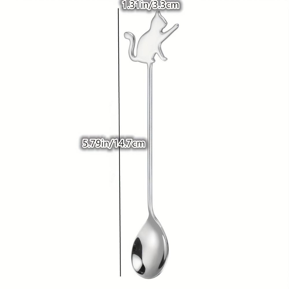 1 шт., десертная ложка, кофейная ложка из нержавеющей стали, милая ложка для молока, кавайная ложка для помешивания в виде кота, многоразовая ложка для мороженого, моющаяся десертная ложка