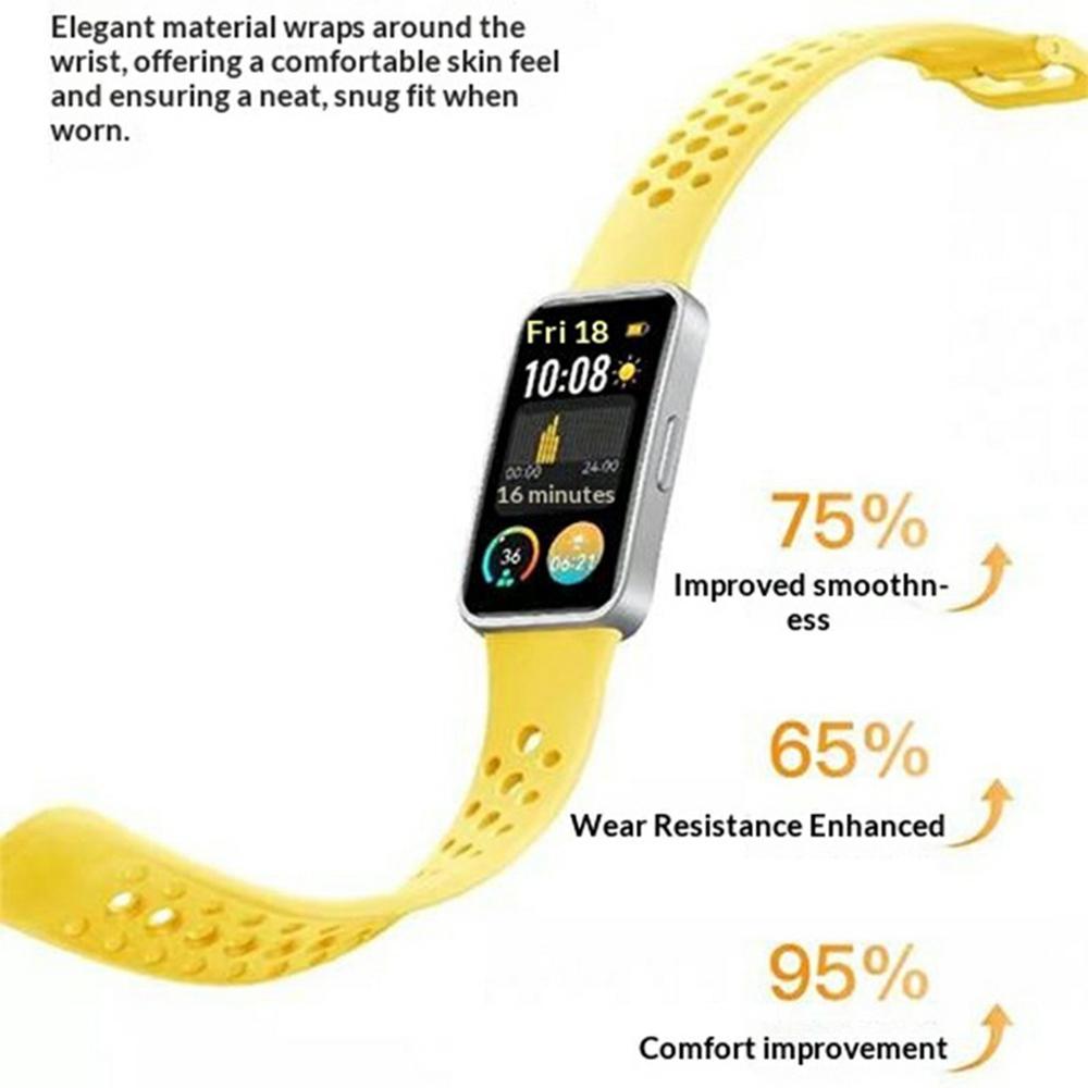 Breathable Silicone Strap for Huawei Band 10/9/8 Adjustable Watch Band with Pin Buckle