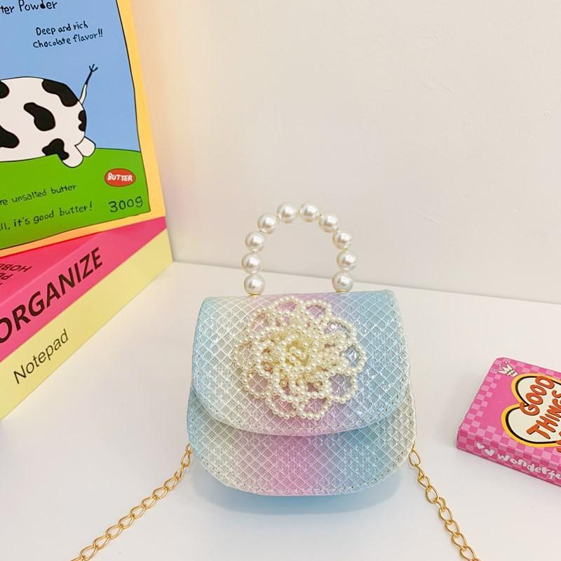 Stylish Princess Shoulder Bag With Pearl Flower Design For Girls And Boys Perfect For Daily Use