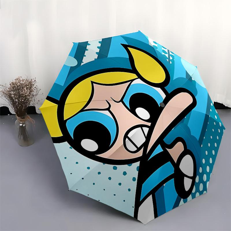 Powerpuff Girls, Buttercup Automatic Opening and Closing, 8 rib Structure Portable Umbrella, Suitable for Men and Women in All Seasons Perf