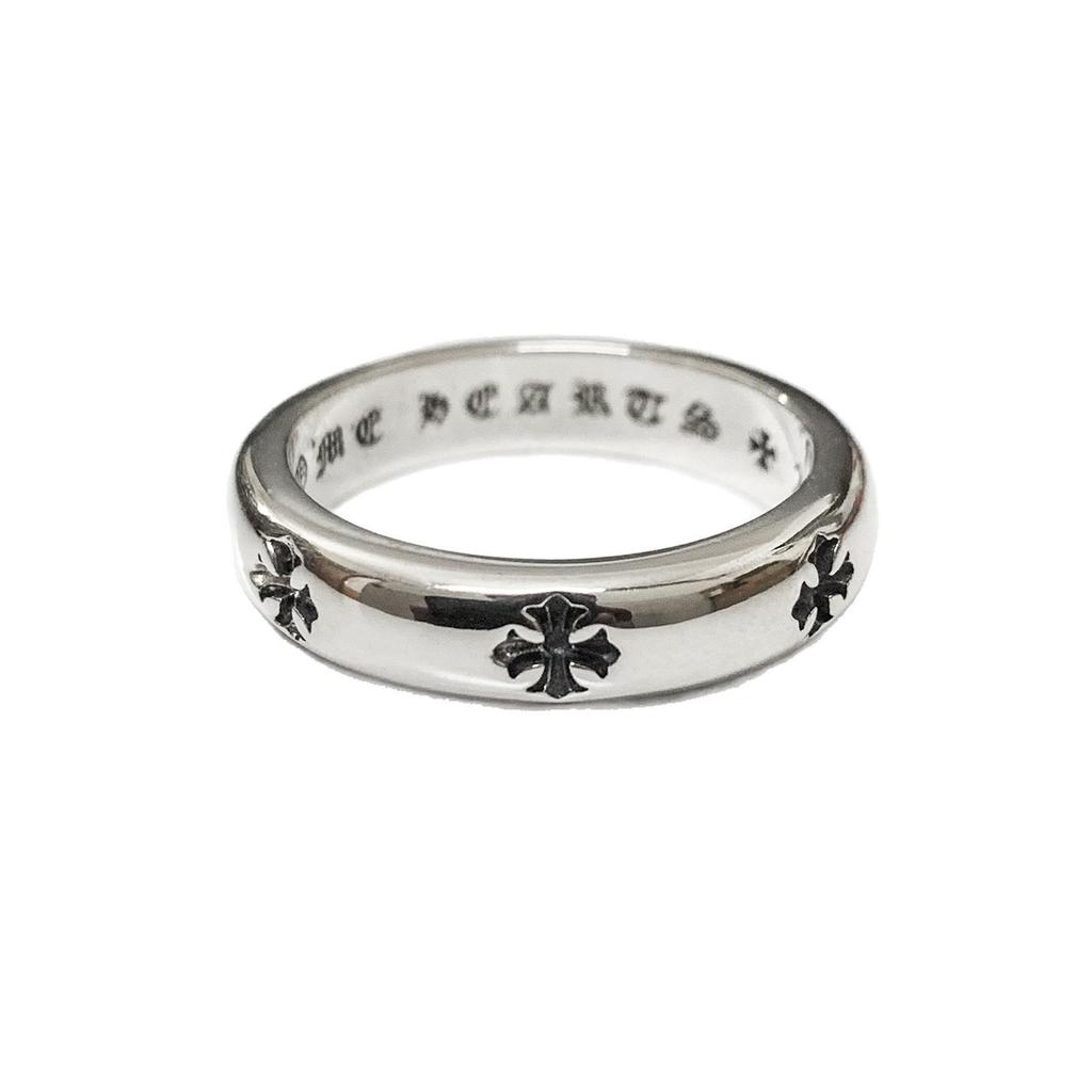 925 Silver Croissant Cross Ring: Unisex Minimalist Hip Hop Style