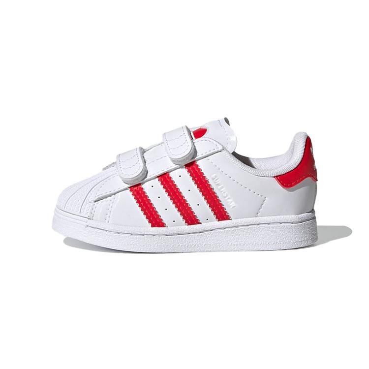 adidas Оригинальные SUPERSTAR Удобные Дышащие Низкие Скейтбордические Кроссовки Белые Красные Для Младенцев и Малышей FZ0644