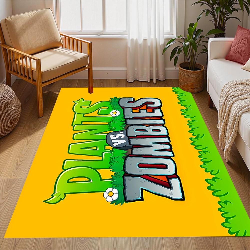 Zombie Plants Party Themed Anti-Slip Rugs - Polyester Home Decor, Suitable for Bedrooms, Living Rooms, Doorways, Studios, and Decorations