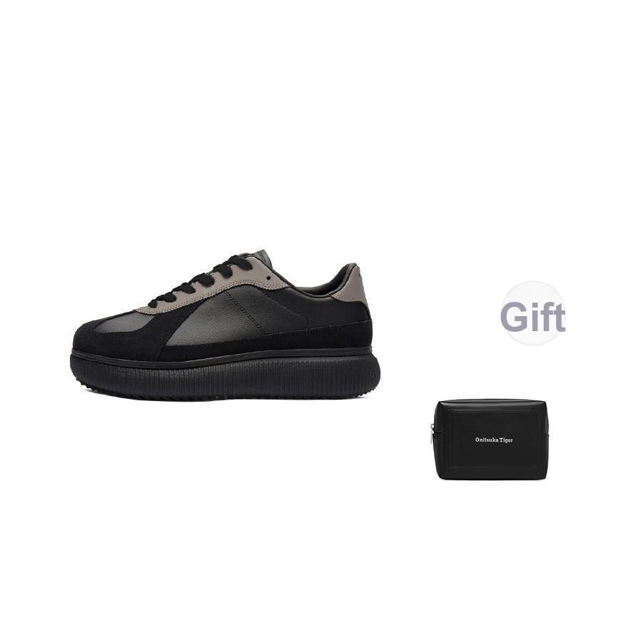 ONITSUKA TIGER Delecity Fashion Универсальная износостойкая обувь на низкой подошве, увеличивающая рост, повседневные кроссовки унисекс, черно-серые 1183B874-001