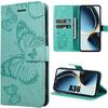Protective Case - BOOLING - for Samsung Galaxy A36 - Butterfly Pattern - Synthetic Leather - Green