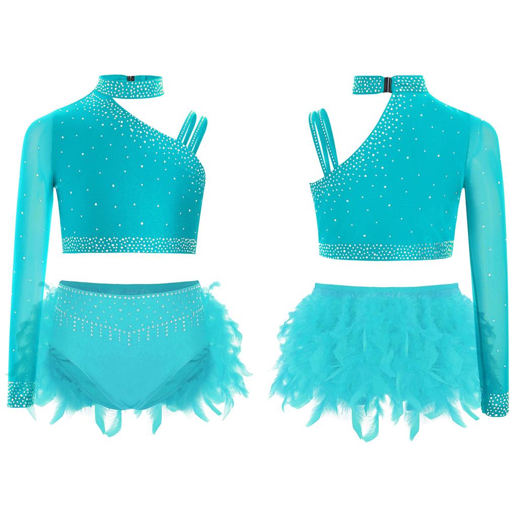 Костюм для лирического танца для маленьких девочек, балетное трико с юбкой, блестящая танцевальная одежда, бальное платье-пачка