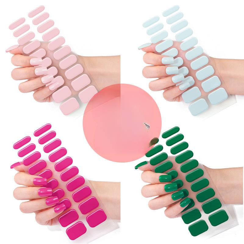 New Product Gel Manicure Stickers Solid Color Lighting Nail Polish Glue Semi-cured Nail Stickers for Pregnant Women