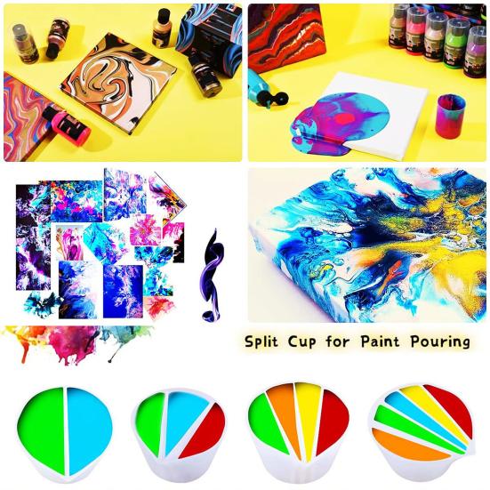 Многоканальная разделительная чаша для заливки красок, многоразовая чаша для смешивания смол, силиконовая разделительная чаша для жидких художественных работ, акриловых красок, эпоксидной смолы, аксессуаров для рисования.