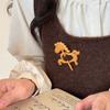 Lion Animal Sweater Pin Alpaca Pony Brooch Fashion Wooden Brooch  Clothing Accessory
