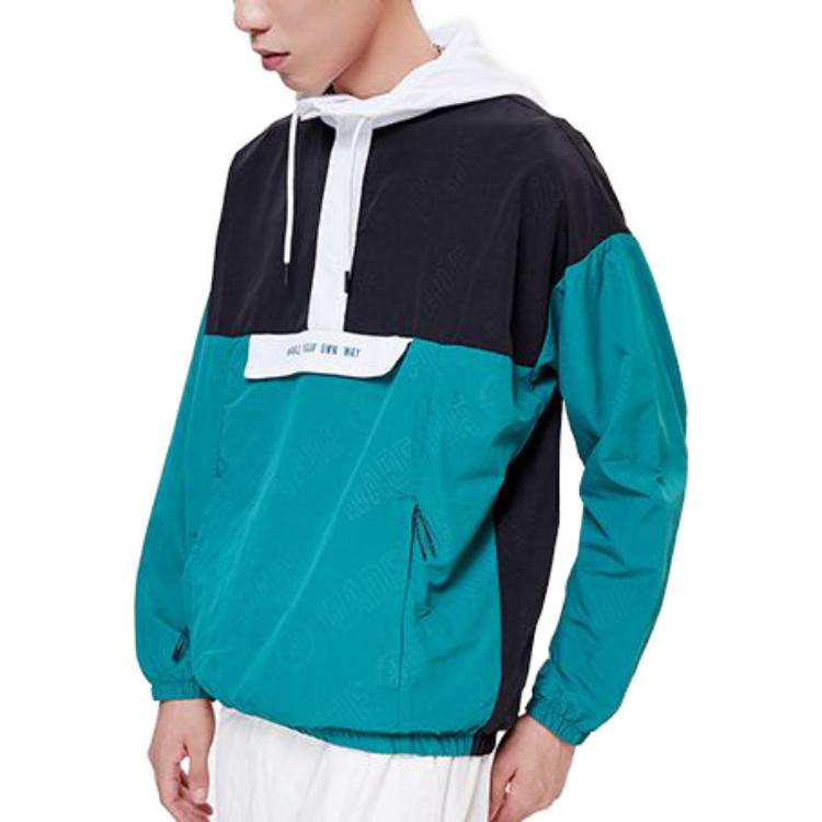 Повседневная куртка с капюшоном и молнией Li Ning Wade Series Color Block, мужские куртки Storm-Green AFDP827-1