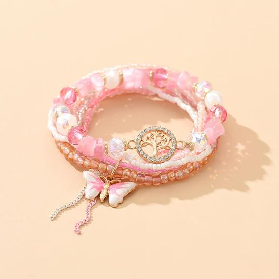 Women Bracelets Beaded Multilayer Faux Glaze Jewelry Bohemian Stackable Bangles for Party