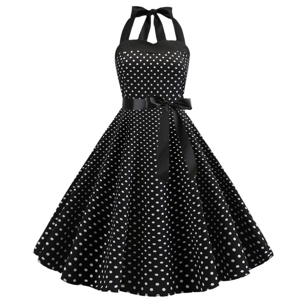 European & American Polka Dot Halter Dress: Retro Tube Top, Slim Waist, Big Swing Skirt
