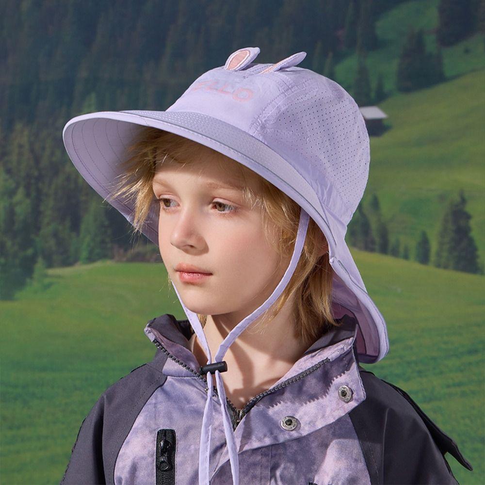 Wide Brim Children's Fisherman Hat Lightweight UV Protection Hat Cartoon Kids Sun Hat  4-8 Years