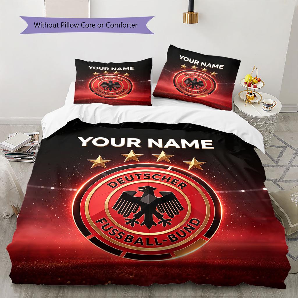 Custom Name,Germany Pattern Bedding Home Decoration Birthday Gift ( 1 duvet cover + 2 pillowcase, without core),fan merchandise.