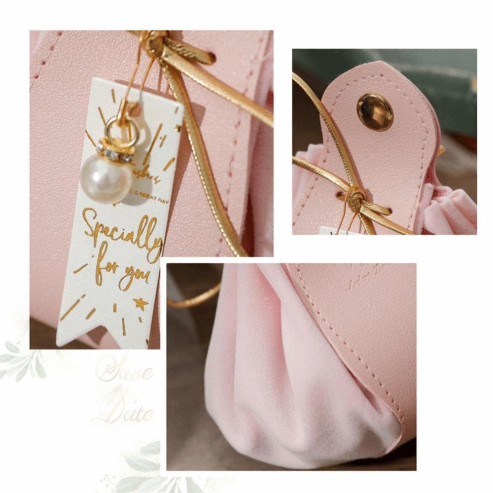 Pu Leather candy bags With Pearls Gift Party Candy Box Creative Gift Flannel Bag For Wedding