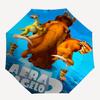 Ice Age 2 Movie Poster Durable Cartoon Folding Umbrella, Portable 3-Fold Compact Umbrella for Men and Women, Suitable for Travel or Daily Us