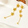 DIEYURO 316L Stainless Steel Golden Petals Flower Round Beads Tassel Earring For Women Fashion New Trend Ear Buckle Jewelry Gift