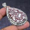 Silver Leaf Jasper Gemstone 925 Steling Silver Jewelry Pendant 2.40" P8t79