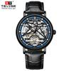 TEVISE Casual Fashion Watch for Men Leather Strap Watch Diamond-encrusted Hollow Automatic Mechanical Watch for Men