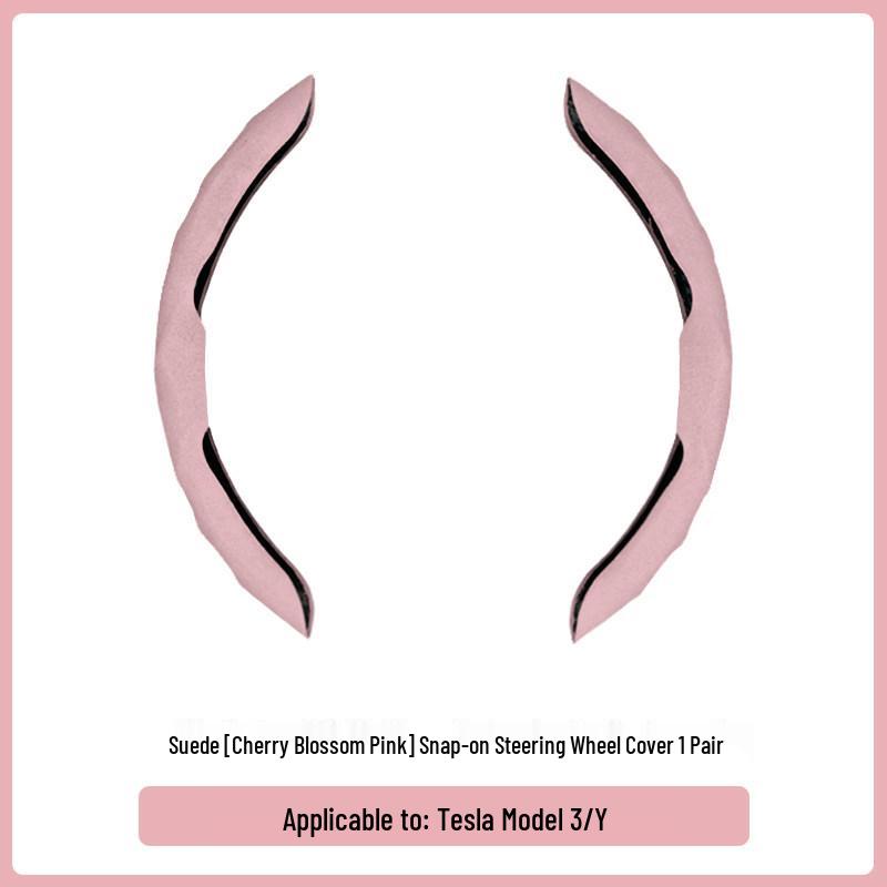 Suede Steering Wheel Cover & Button Stickers for Tesla Model Y/3