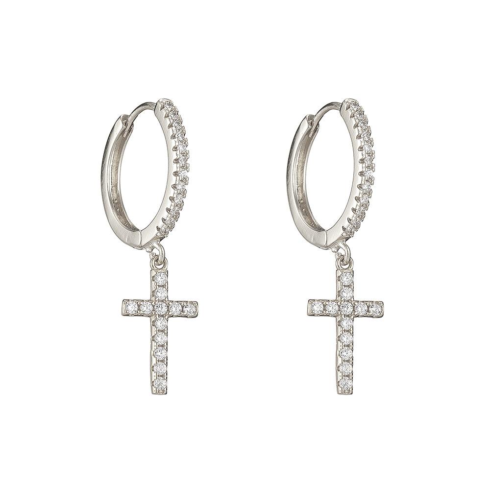 Delicate Silver Cubic Zircon Star & Moon Drop Pendant Hoop Earrings for Women Trendy Wedding Earring Jewelry Gifts