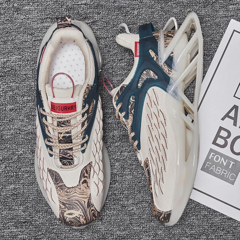 Fashion New Men's Casual Sports Shoes Fly Woven Mesh Breathable TPU Hollow Sole Wear-resistant Anti-slip Tennis Basketball Sports Shoes