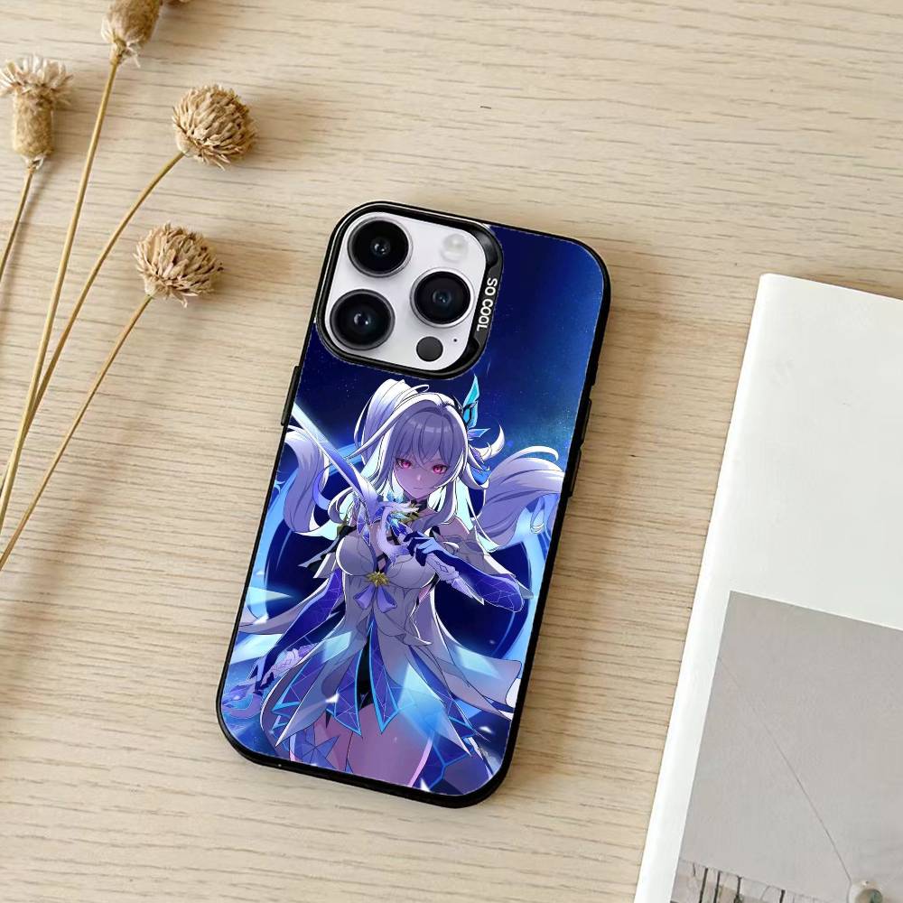 G-Genshin Impact S-Skirk Чехол для телефона для iPhone 17,16,15,14,13,12,11,Pro Max,Plus Конфетный Серебристый Чехол