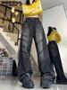 Women's Black Jeans Fashion Trousers Vintage Streetwear High Waist Wide Leg Y2K Hip Hop Winter Straight NEW Mom Denim Pants