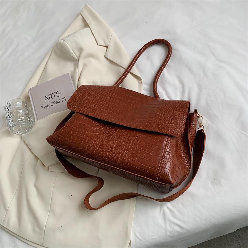 Yogodlns Зимняя женская сумка через плечо с узором аллигатора с клапаном из искусственной кожи, винтажная сумка через плечо большой емкости