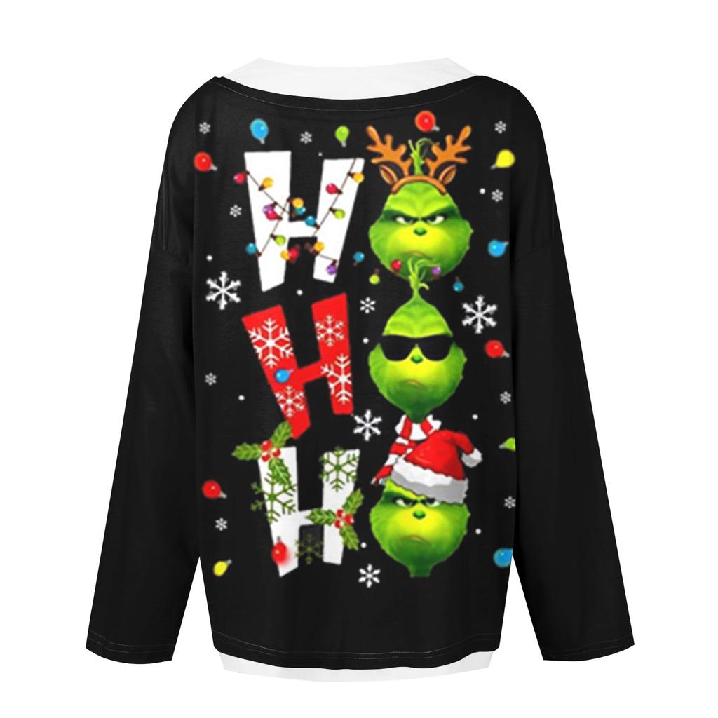 Женская повседневная модная винтажная толстовка с длинным рукавом и круглым вырезом с принтом, многослойный пуловер, топ