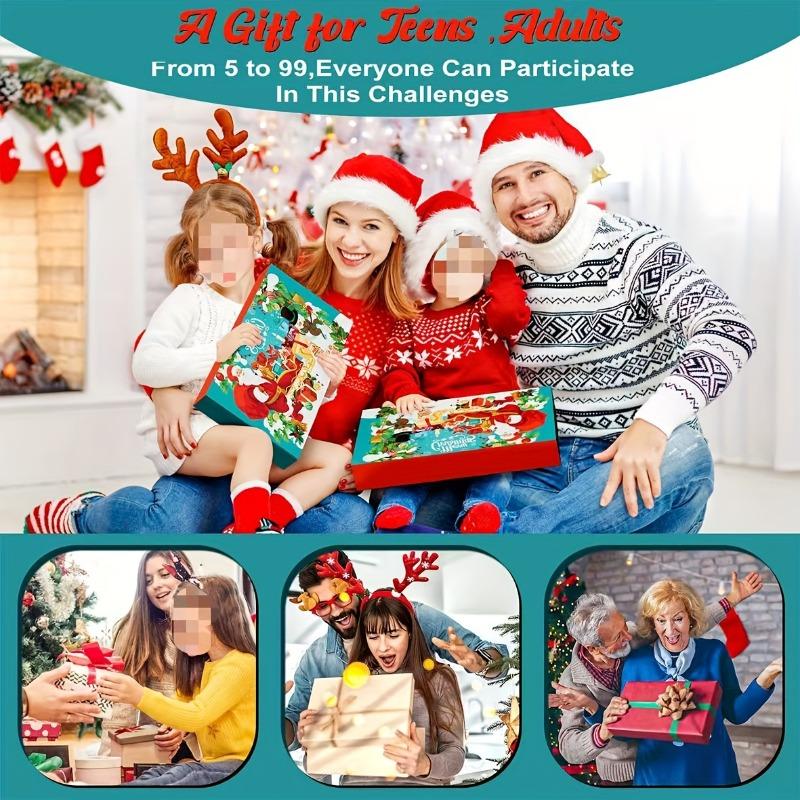 Календарь Адвента с головоломками 2025, 24 дня до Рождества, календарь обратного отсчета с 3D металлическими и деревянными игрушками-головоломками - игры для проверки ума, IQ, логики для мальчиков и девочек