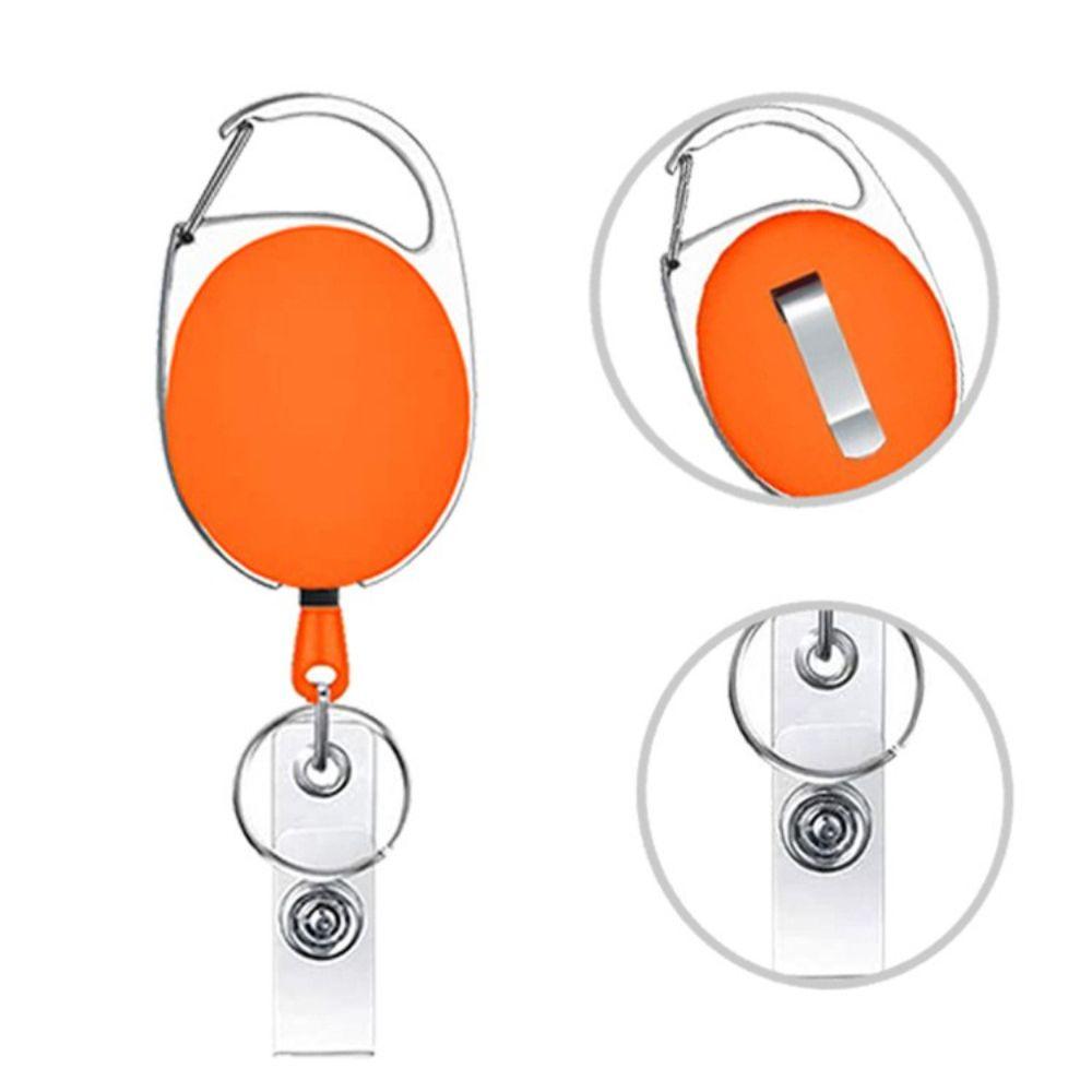 Tag Lanyard ID Card Reel Retract Badge Reel Clip Card Holder Carabiner Keychain Easy Pull Buckle