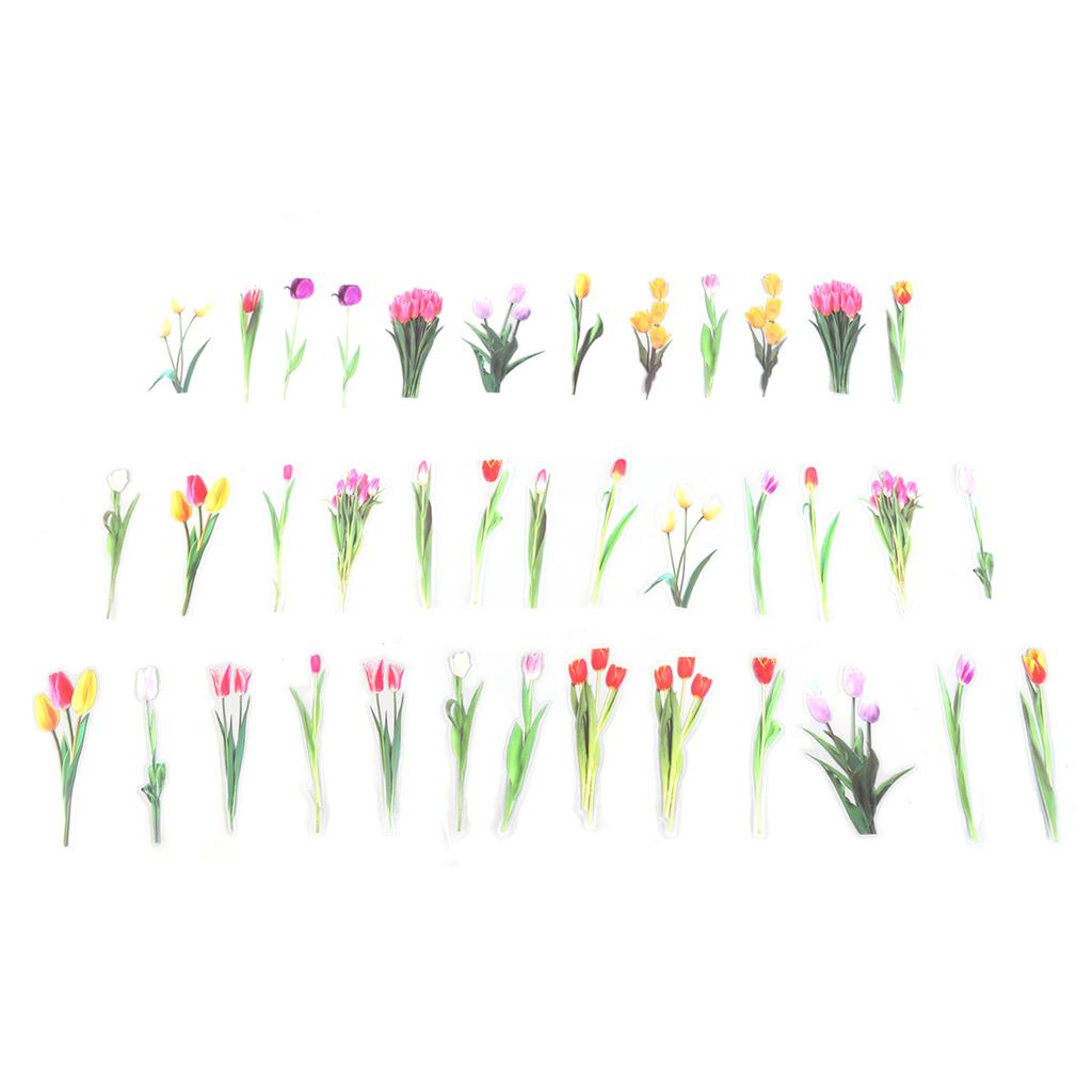 6 Pack Floral Stickers Set DIY Hand Crafted PET Transparent Floral Leaves Stickers for Scrapbooking