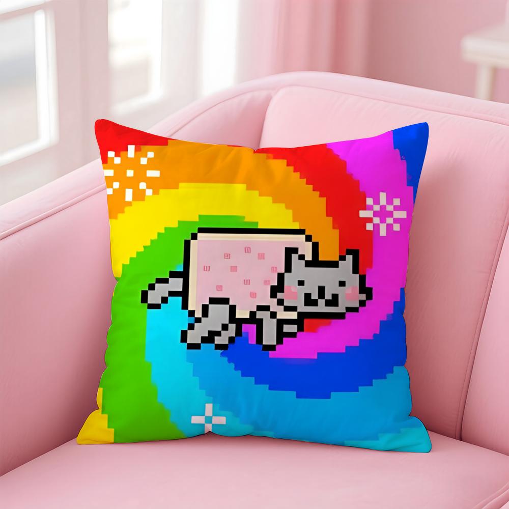 Наволочка для подушки Nyan Cat, для дома и автомобиля, многоцелевая, двусторонняя, мягкая и прочная, для повседневного использования